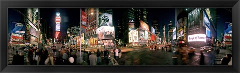 Framed 360 degree view of buildings lit up at night, Times Square, Manhattan, New York City, New York State, USA Print