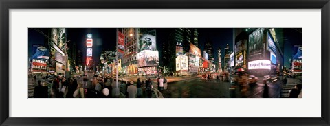 Framed 360 degree view of buildings lit up at night, Times Square, Manhattan, New York City, New York State, USA Print