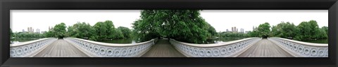 Framed 360 degree view of a footbridge in an urban park, Bow Bridge, Central Park, Manhattan, New York City, New York State, USA Print