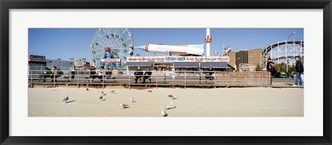 Framed Tourists at an amusement park, Coney Island, Brooklyn, New York City, New York State, USA Print