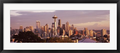 Framed Seattle skyline, King County, Washington State, USA 2010 Print