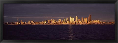 Framed City viewed from Alki Beach, Seattle, King County, Washington State, USA Print