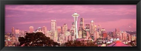 Framed Night view of Seattle, King County, Washington State, USA 2010 Print