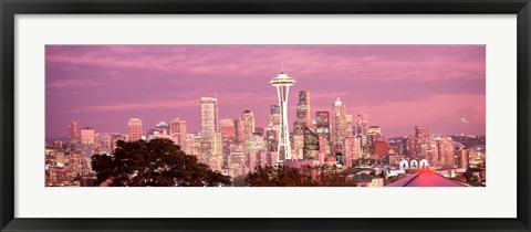 Framed Night view of Seattle, King County, Washington State, USA 2010 Print