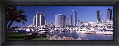 Framed Boats in a Harbor, San Diego, California Print