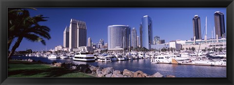 Framed Boats in a Harbor, San Diego, California Print