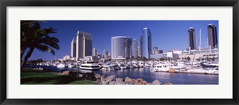 Framed Boats in a Harbor, San Diego, California Print