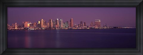 Framed San Diego with Purple Sky as Seen from the Water Print