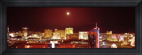 Framed Moon Over Las Vegas at Night Print