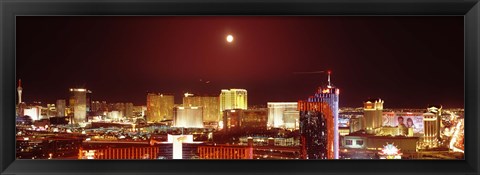 Framed Moon Over Las Vegas at Night Print