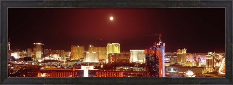 Framed Moon Over Las Vegas at Night Print