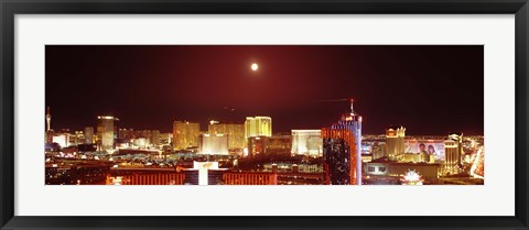 Framed Moon Over Las Vegas at Night Print