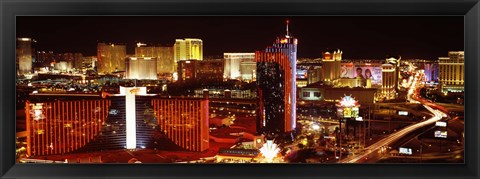 Framed Las Vegas Skyline Lit Up at Night Print