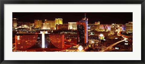 Framed Las Vegas Skyline Lit Up at Night Print