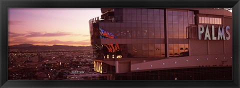 Framed Hotel lit up at dusk, Palms Casino Resort, Las Vegas, Nevada, USA Print