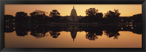 Framed Sepia Toned Capitol Building at Dusk, Washington DC Print