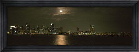 Framed Skyscrapers lit up at night, Coronado Bridge, San Diego, California, USA Print