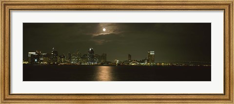 Framed Skyscrapers lit up at night, Coronado Bridge, San Diego, California, USA Print
