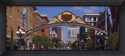 Framed Buildings in a city, Gaslamp Quarter, San Diego, California, USA Print