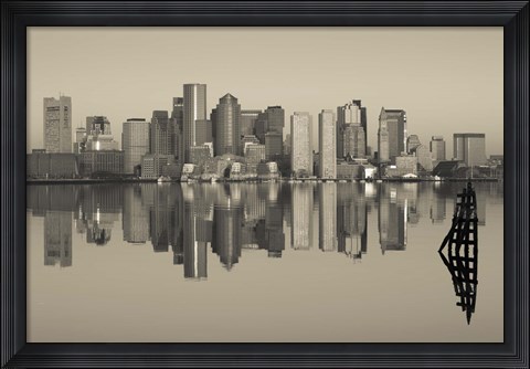 Framed Reflection of buildings in water, Boston, Massachusetts, USA Print