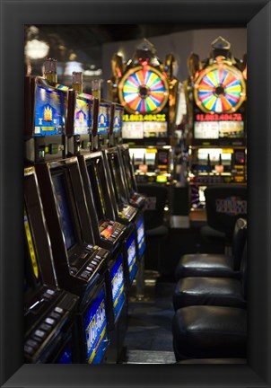 Framed Slot machines at an airport, McCarran International Airport, Las Vegas, Nevada, USA Print