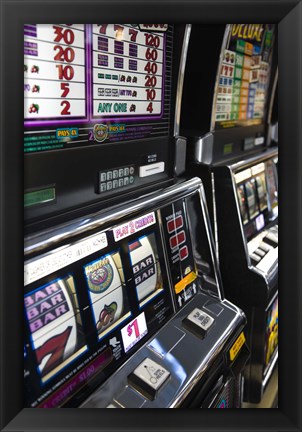 Framed Slot machines at an airport, McCarran International Airport, Las Vegas, Nevada, USA Print