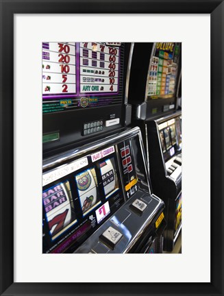 Framed Slot machines at an airport, McCarran International Airport, Las Vegas, Nevada, USA Print