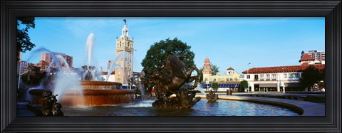 Framed Fountain at Country Club Plaza, Kansas City, Missouri Print