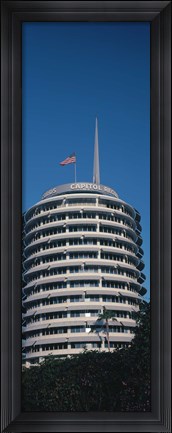 Framed Low angle view of an office building, Capitol Records Building, City of Los Angeles, California, USA Print