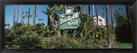 Framed Signboard of a hotel, Beverly Hills Hotel, Beverly Hills, Los Angeles County, California, USA Print