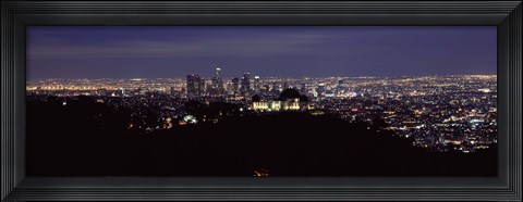 Framed Aerial view of Los Angeles at night Print