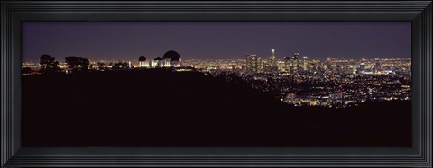 Framed City lit up at night, Griffith Park Observatory, Los Angeles, California, USA 2010 Print