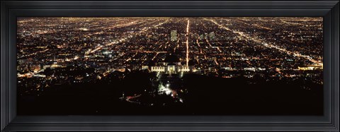 Framed Aerial view of a cityscape, Griffith Park Observatory, Los Angeles, California, USA Print