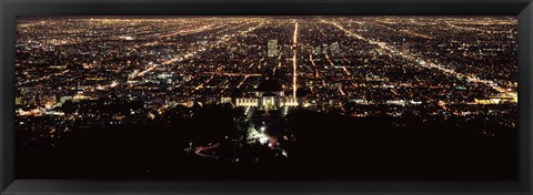 Framed Aerial view of a cityscape, Griffith Park Observatory, Los Angeles, California, USA Print