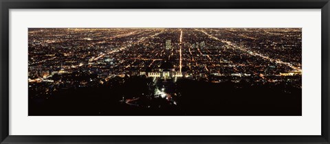 Framed Aerial view of a cityscape, Griffith Park Observatory, Los Angeles, California, USA Print