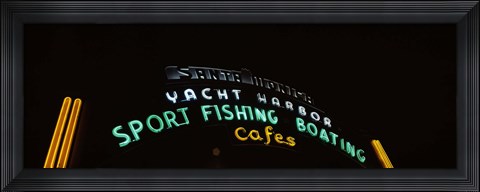Framed Low angle view of a neon signboard, Santa Monica Pier, Santa Monica, Los Angeles County, California, USA Print