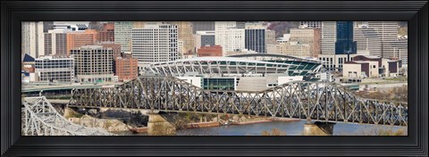 Framed Bridge across a river, Paul Brown Stadium, Cincinnati, Hamilton County, Ohio, USA Print