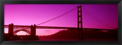 Framed Low angle view of a suspension bridge, Golden Gate Bridge, San Francisco Bay, San Francisco, California, USA Print