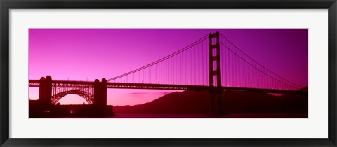 Framed Low angle view of a suspension bridge, Golden Gate Bridge, San Francisco Bay, San Francisco, California, USA Print