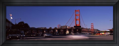 Framed Toll booth with a suspension bridge in the background, Golden Gate Bridge, San Francisco Bay, San Francisco, California, USA Print