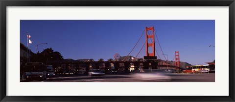 Framed Toll booth with a suspension bridge in the background, Golden Gate Bridge, San Francisco Bay, San Francisco, California, USA Print