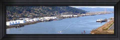 Framed High angle view of a river, Willamette River, Portland, Multnomah County, Oregon, USA Print
