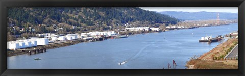 Framed High angle view of a river, Willamette River, Portland, Multnomah County, Oregon, USA Print
