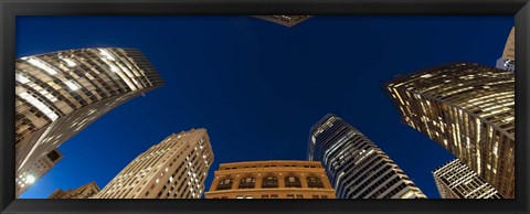 Framed Low angle view of high-rise buildings at dusk, San Francisco, California, USA Print