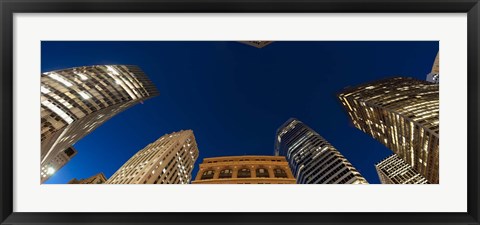 Framed Low angle view of high-rise buildings at dusk, San Francisco, California, USA Print