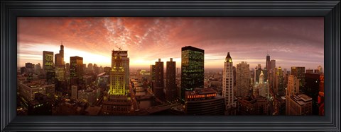 Framed Sunset cityscape Chicago IL USA Print