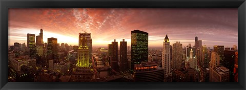 Framed Sunset cityscape Chicago IL USA Print