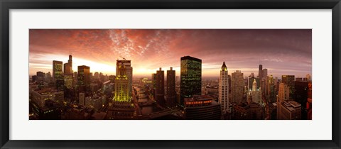 Framed Sunset cityscape Chicago IL USA Print