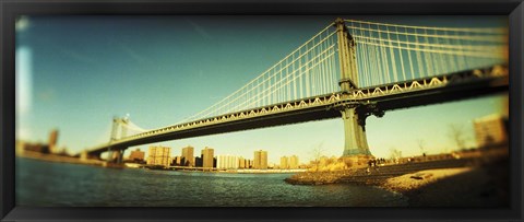 Framed Brooklyn Bridge In Front of Manhattan Print