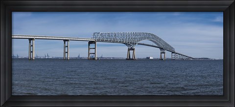 Framed Bridge across a river, Francis Scott Key Bridge, Patapsco River, Baltimore, Maryland, USA Print